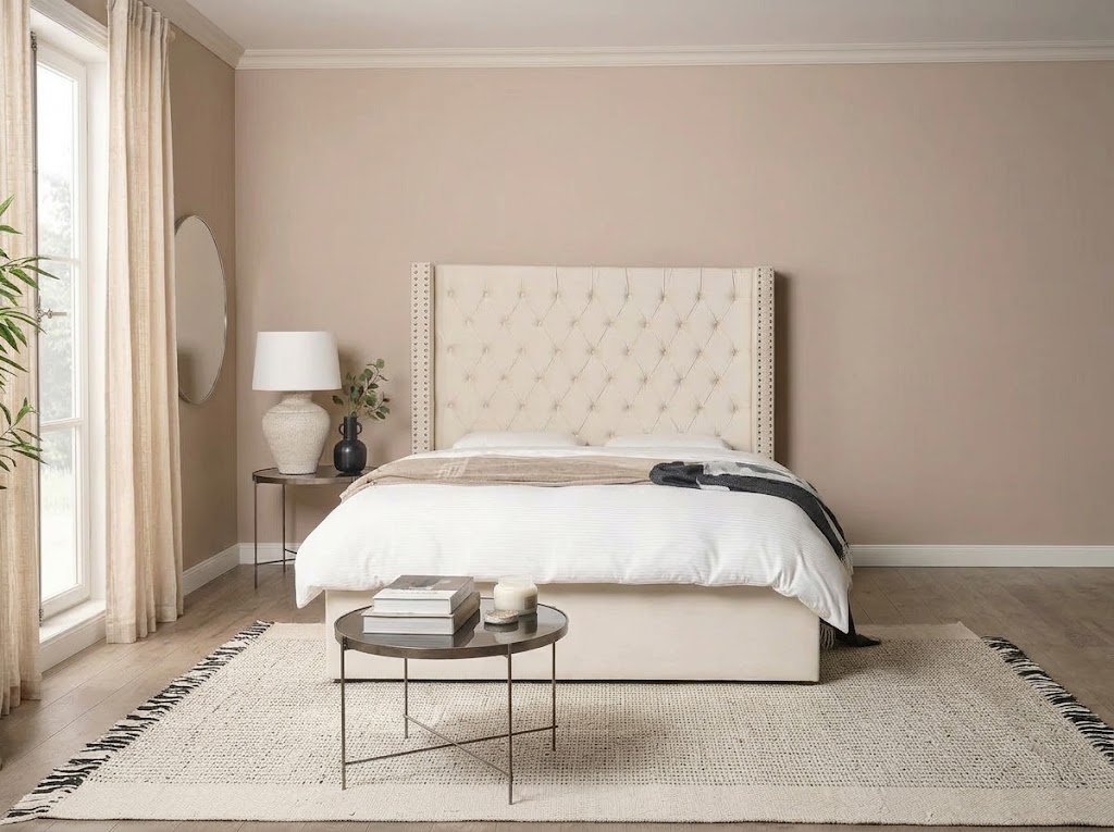 Wingback Chesterfield Diamonds Buttons Bed
