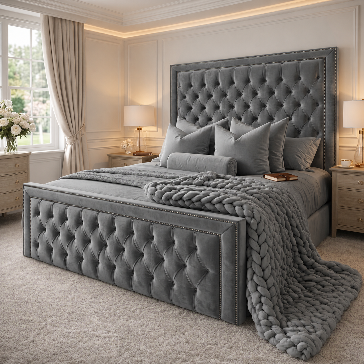 Bespoke Bordered Sleigh Bed Frame - Image 5