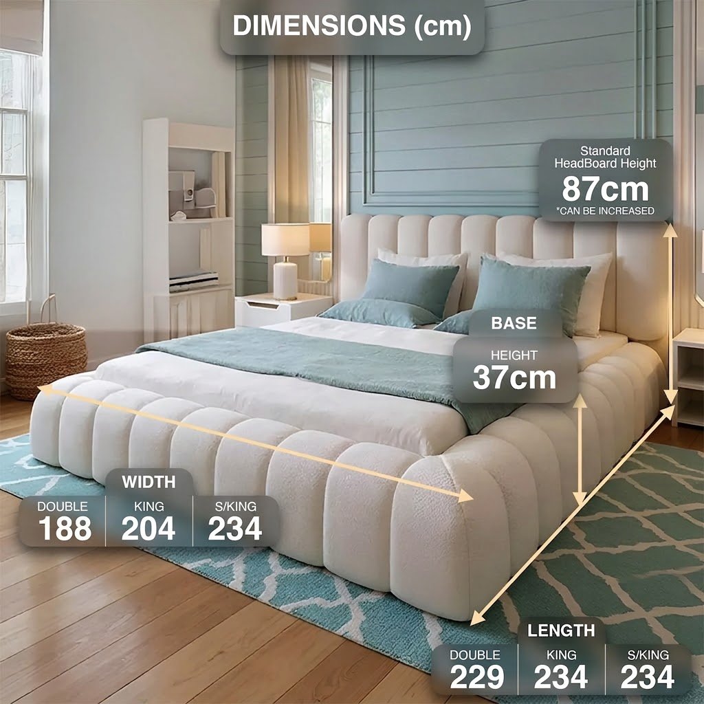 2026 Teddy Boucle Cloud Upholstered Bed – Modern Fabric Ottoman Storage Bed - Image 11