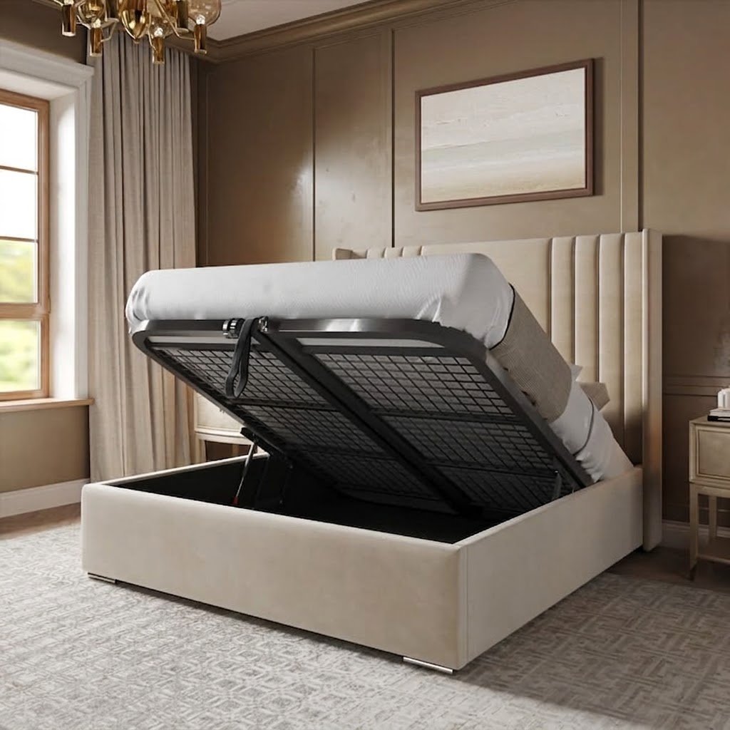 Dusk Wingback Platform Bed Frame Optional Storage