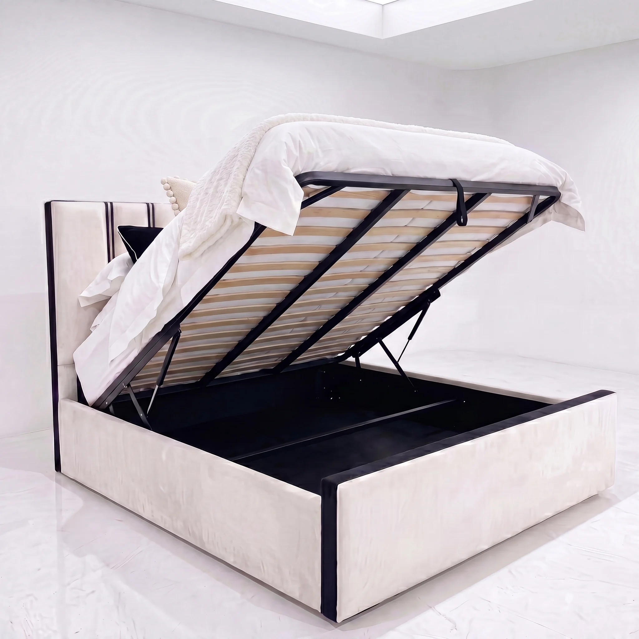 Premium Liner Italian Style Bed with Optional Ottoman Storage - Image 4