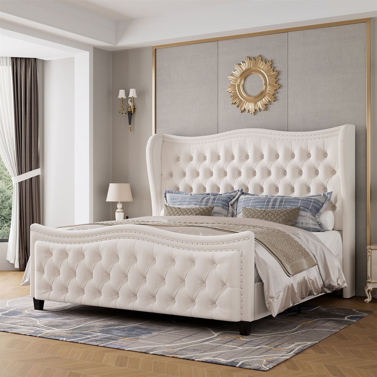 Chesterfield Platform Palace 6ft Super-King Wingback Bed - Image 4