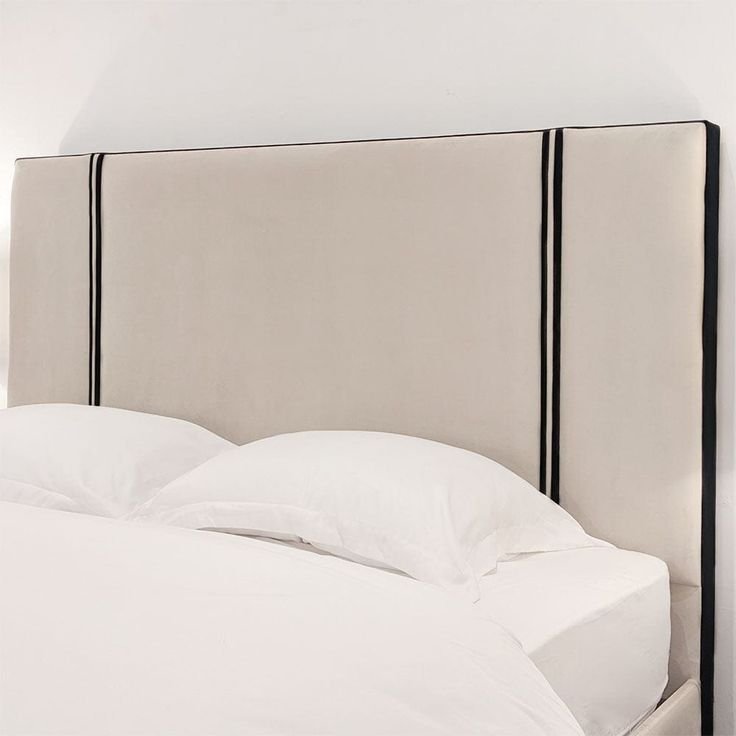 Luxury Cream Fabric Bed with Black Trim - Image 5