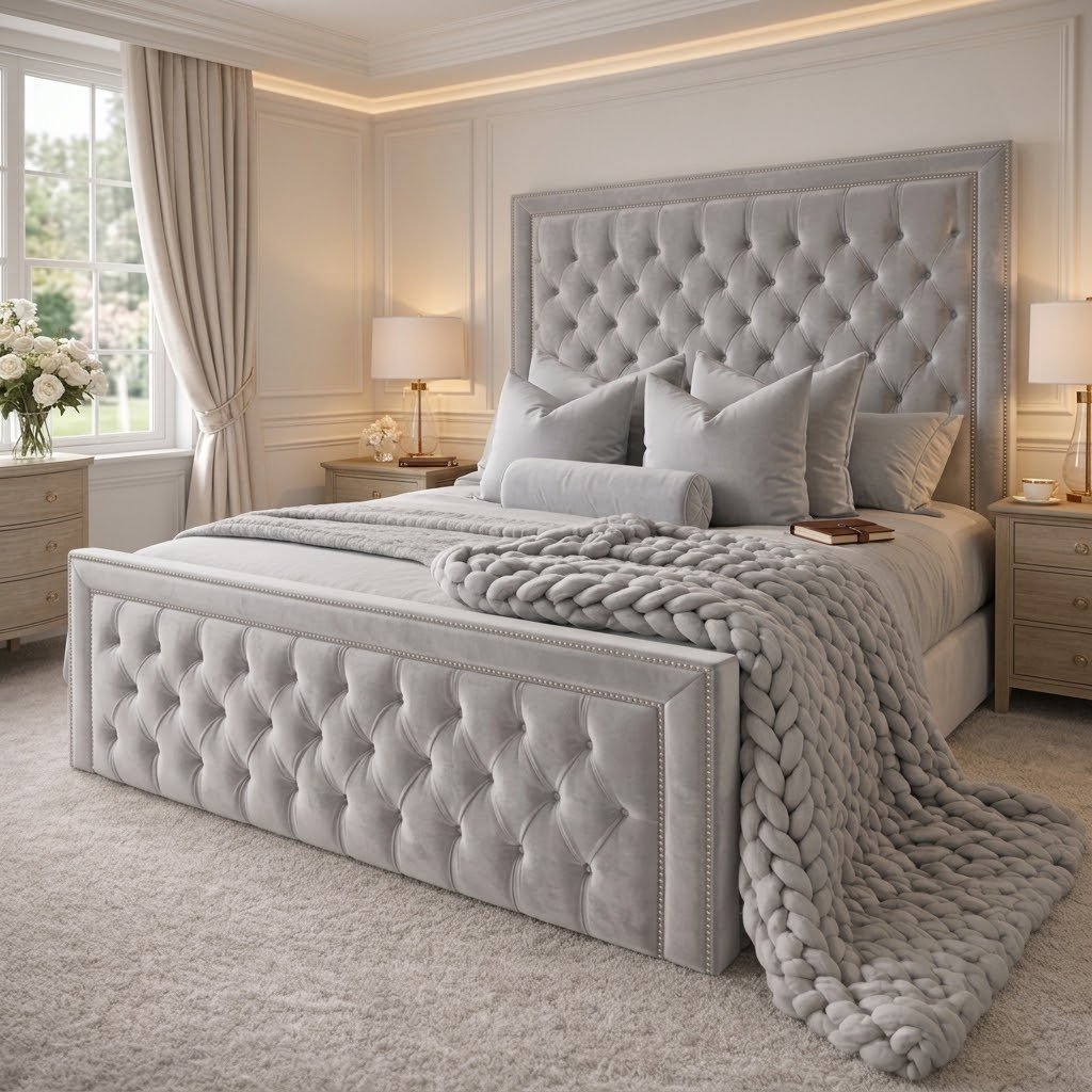 Bespoke Bordered Sleigh Bed Frame - Image 4
