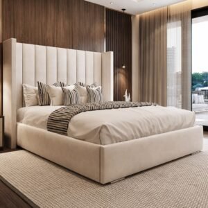 Oxford Luxury Cream Upholstered Bed with Tall Fluted Headboard