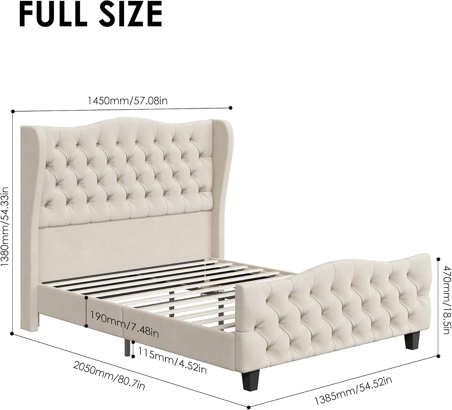 Signature Winged Upholstered Bed Frame - Handmade UK - Image 4