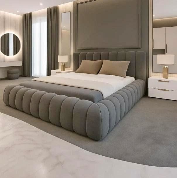 2026 Teddy Boucle Cloud Upholstered Bed – Modern Fabric Ottoman Storage Bed - Image 8
