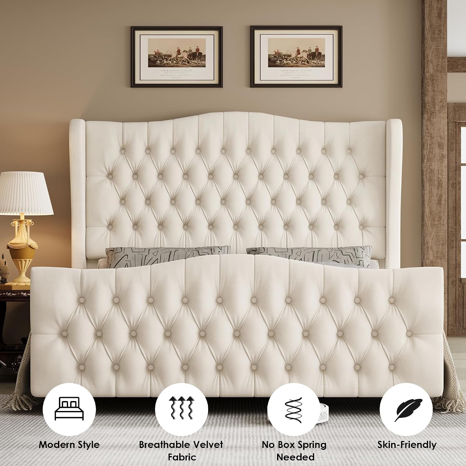 Signature Winged Upholstered Bed Frame - Handmade UK - Image 3