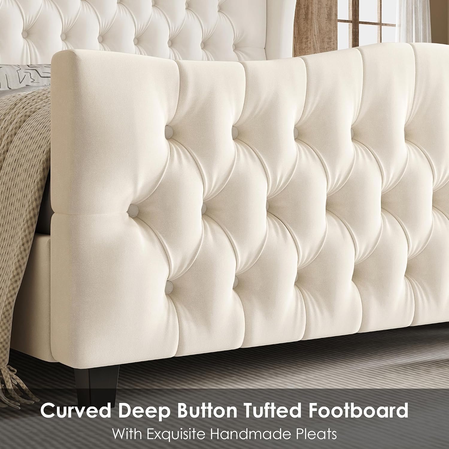 Signature Winged Upholstered Bed Frame - Handmade UK - Image 5