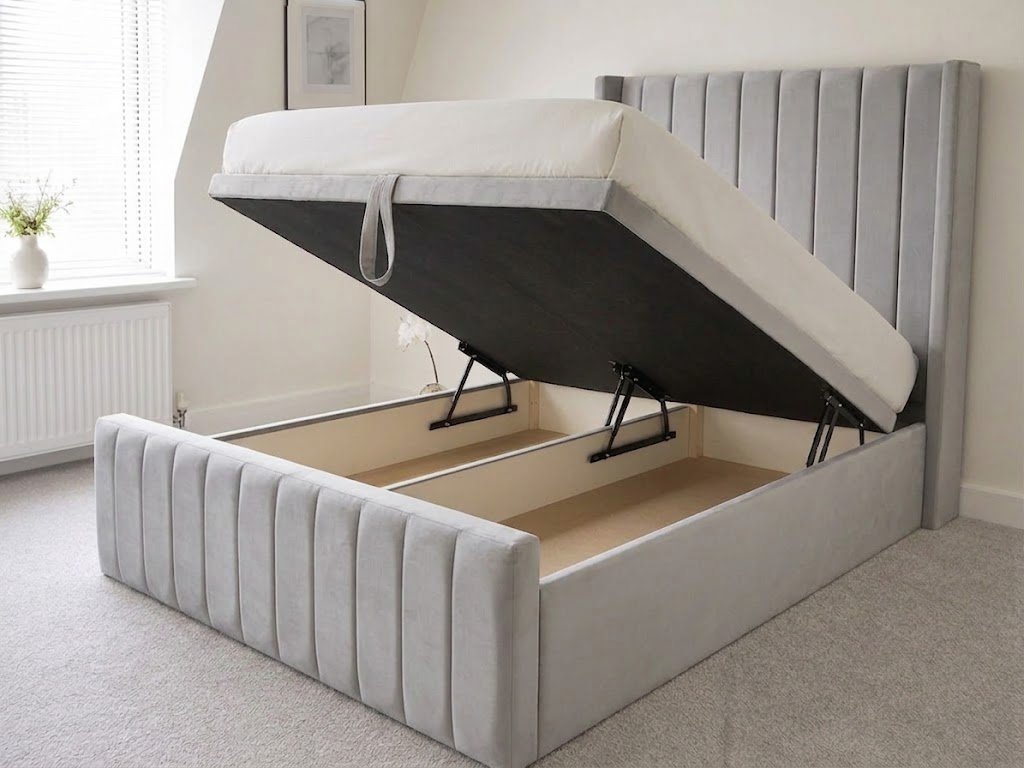 Modern Ottoman Bed Frame – Vertical Panel Headboard & Spacious Underbed Storage - Image 7