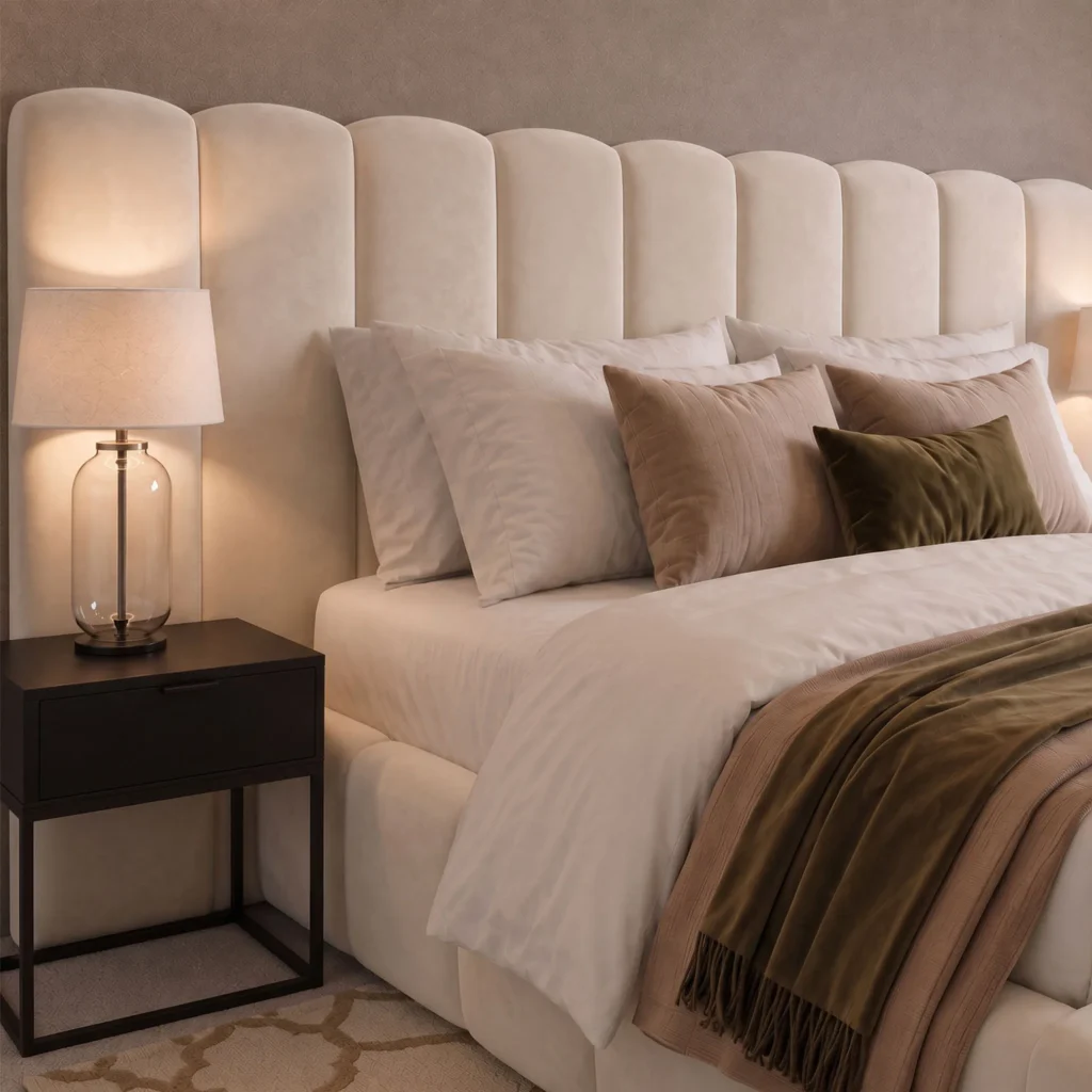 Handcrafted Wide Headboard Designer Bed - British Style Bedroom - Image 6