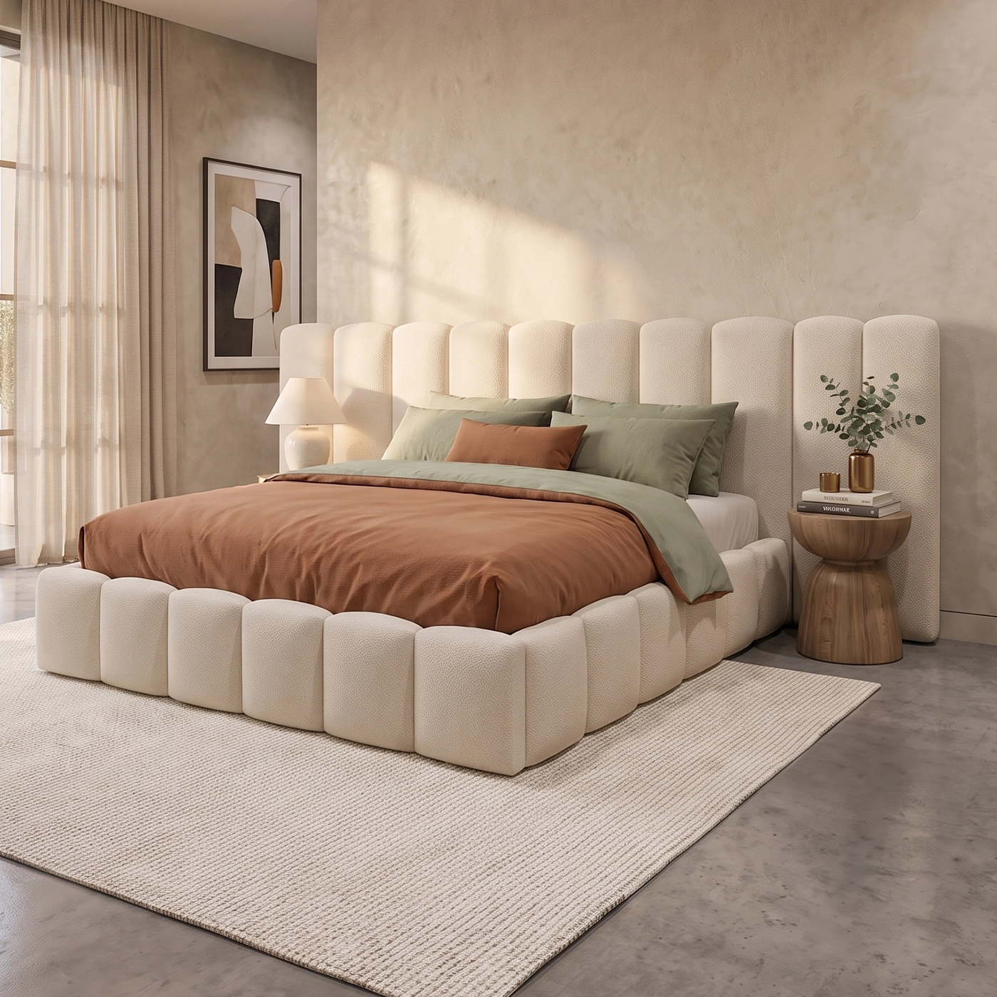 Handcrafted Wide Headboard Designer Bed - British Style Bedroom - Image 8