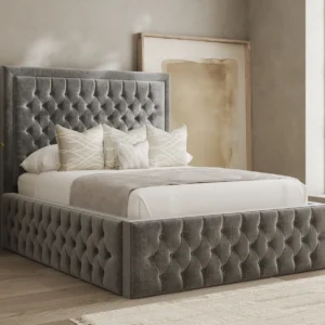 Tall Headboard Tufted Chesterfield Design Bed Frame