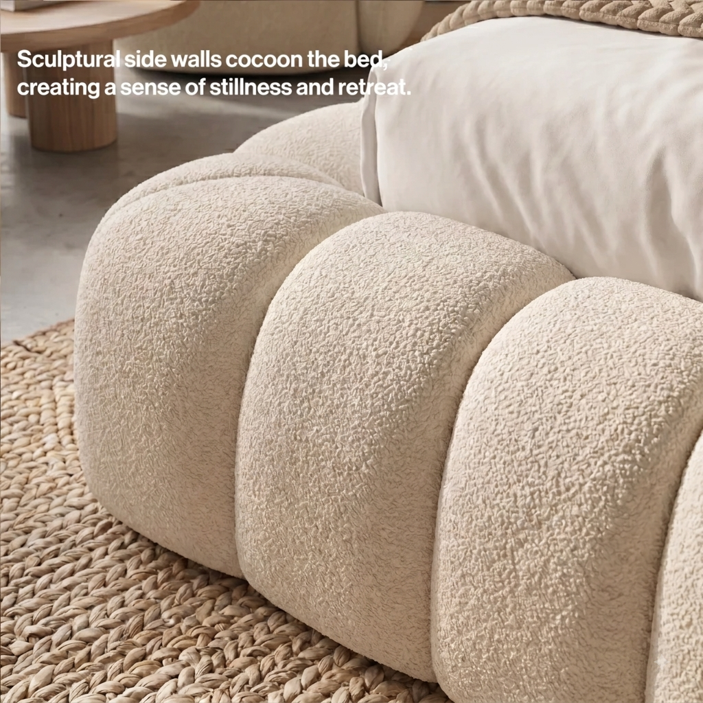2026 Teddy Boucle Cloud Upholstered Bed – Modern Fabric Ottoman Storage Bed - Image 7
