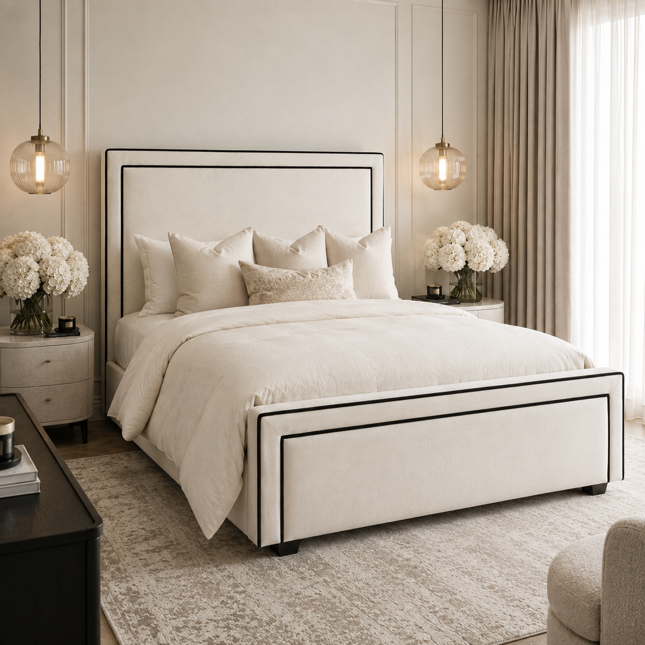 Aurelia Linear Bed Frame - Ottoman Storage Beds