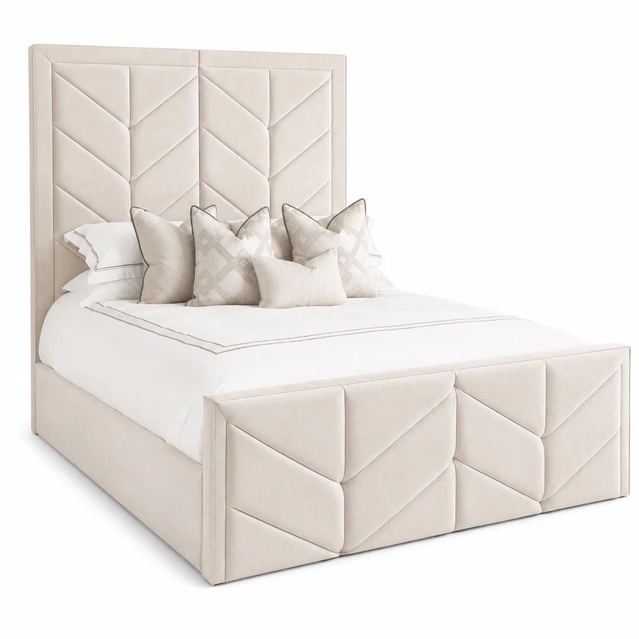 Architectural Upholstered Bedstead with Signature Panel Design - Image 2