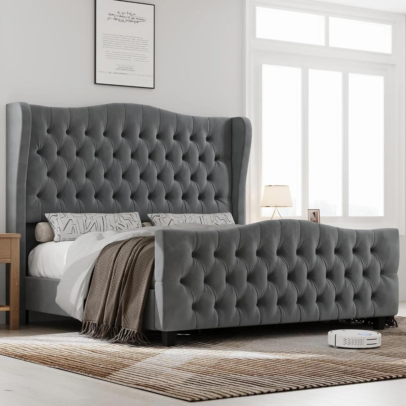 Signature Winged Upholstered Bed Frame - Handmade UK - Image 2