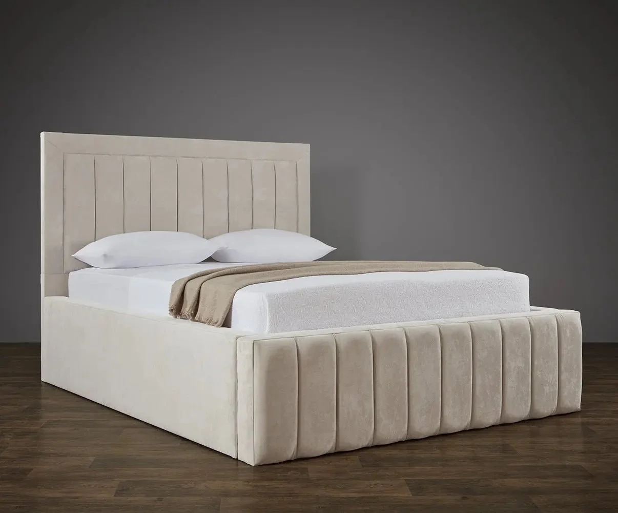 Penal Line Plush Velvet 4ft'6 Double - 5ft King Ottoman Bed