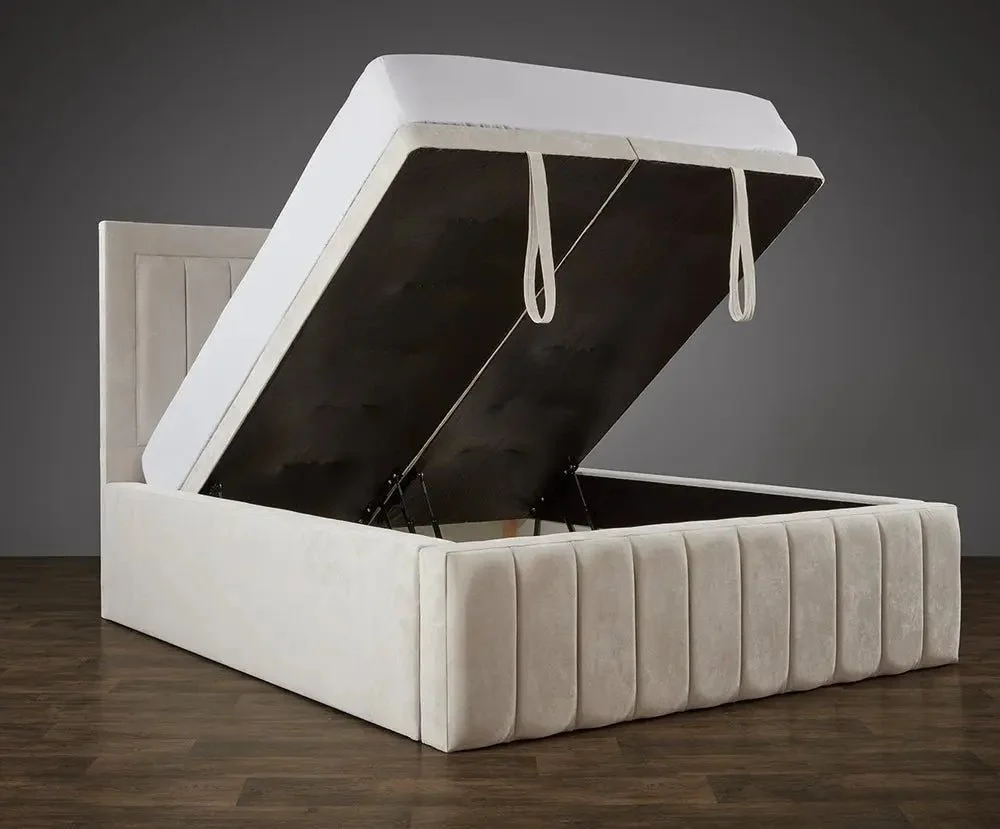 Penal Line Plush Velvet 4ft'6 Double - 5ft King Ottoman Bed