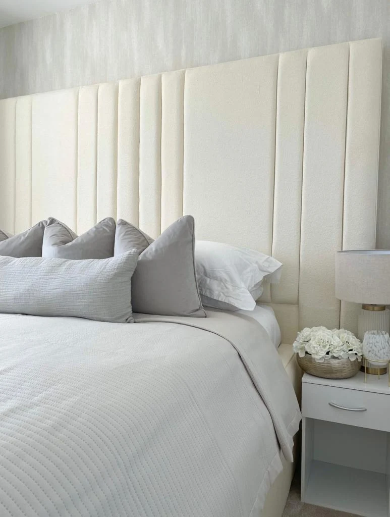 Double-Lined Upholstered Panel Bed Frame – Extra Tall Headboard Optional Ottoman - Image 5