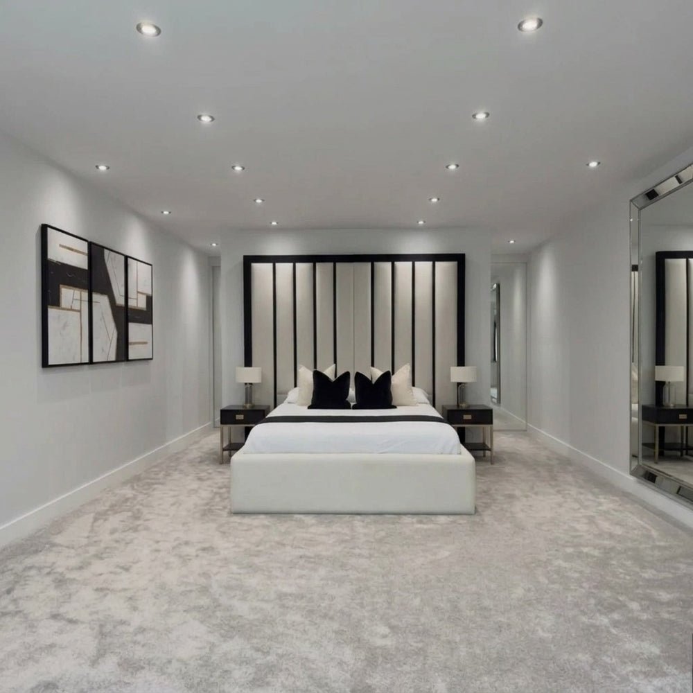 Wall Black Linear Tall Headboard Luxury Bed Frames - Image 4