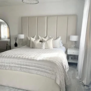 Broad Panel Upholstered Bed Frame – Wide Headboard, Optional Ottoman Base |