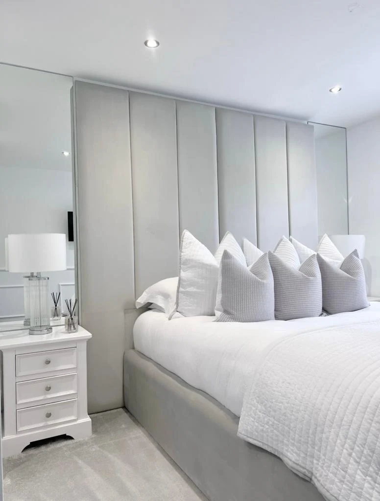 Broad Panel Upholstered Bed Frame – Wide Headboard, Optional Ottoman Base | - Image 3