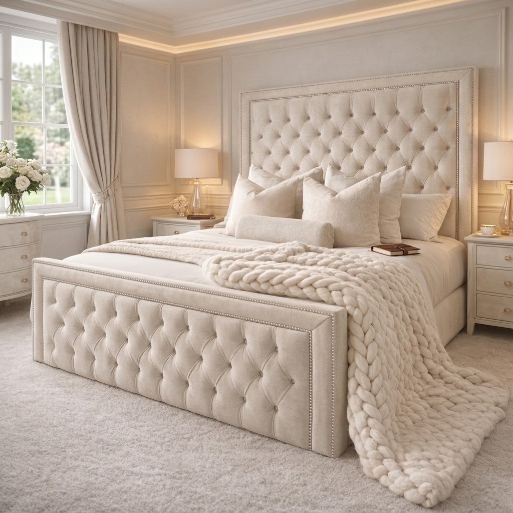 Bespoke Bordered Sleigh Bed Frame