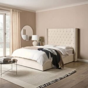 Wingback Chesterfield Diamonds Buttons Bed