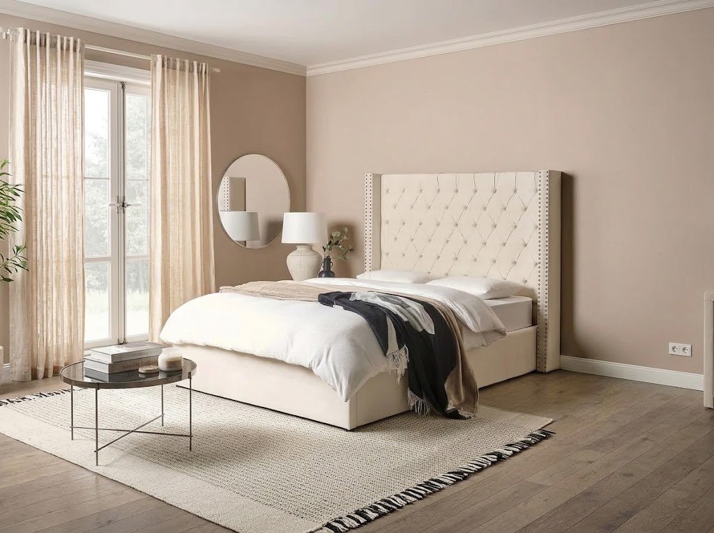 Wingback Chesterfield Diamonds Buttons Bed