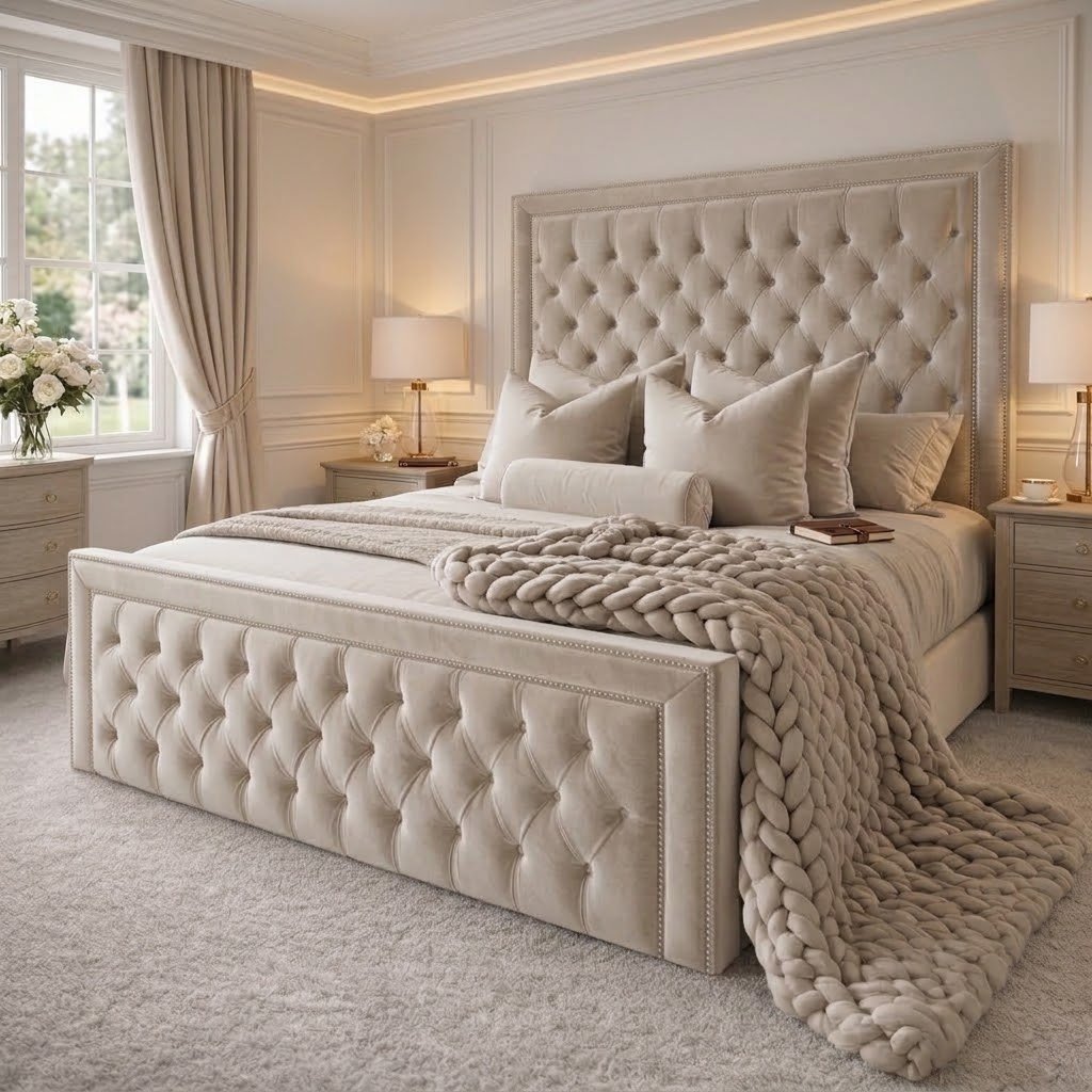 Bespoke Bordered Sleigh Bed Frame - Image 6