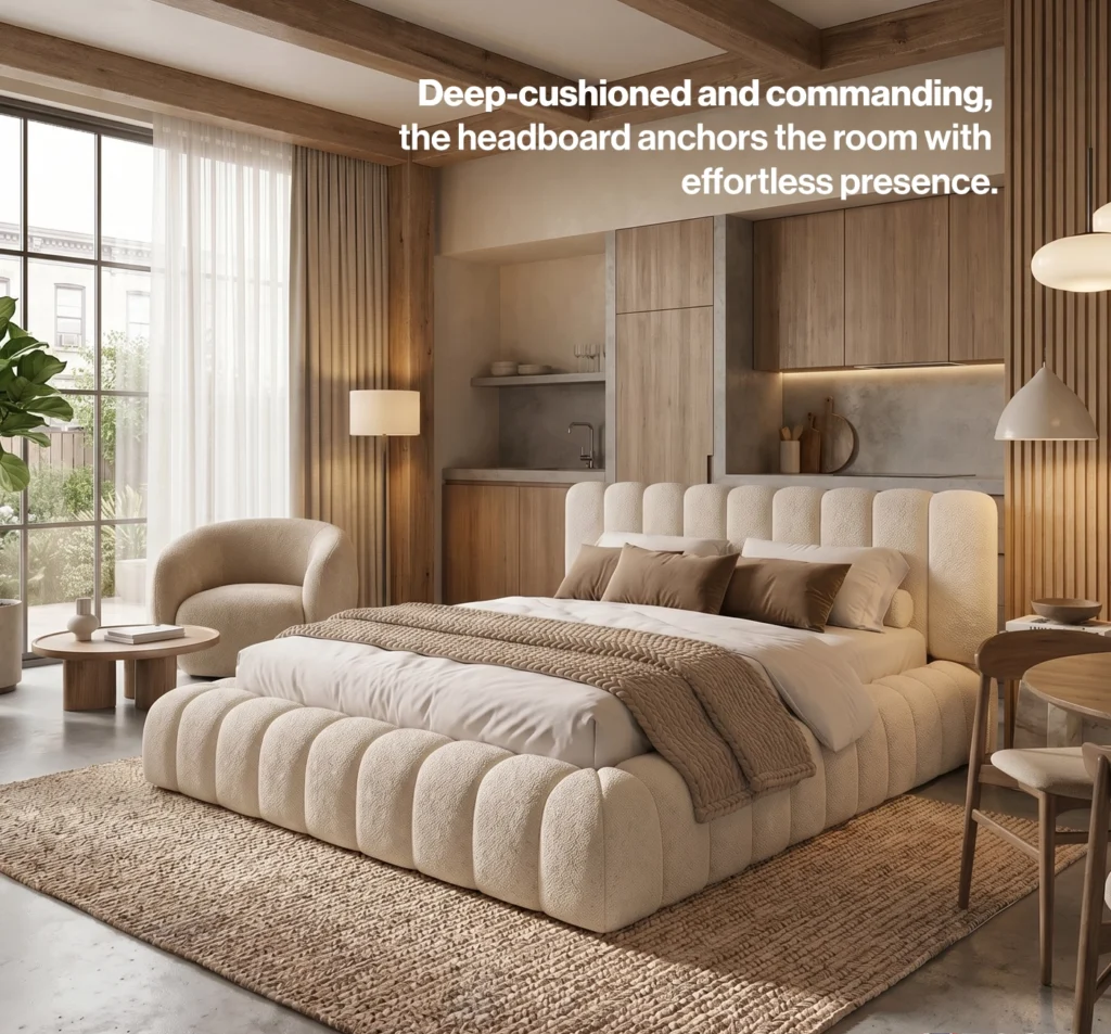 2026 Teddy Boucle Cloud Upholstered Bed – Modern Fabric Ottoman Storage Bed - Image 2