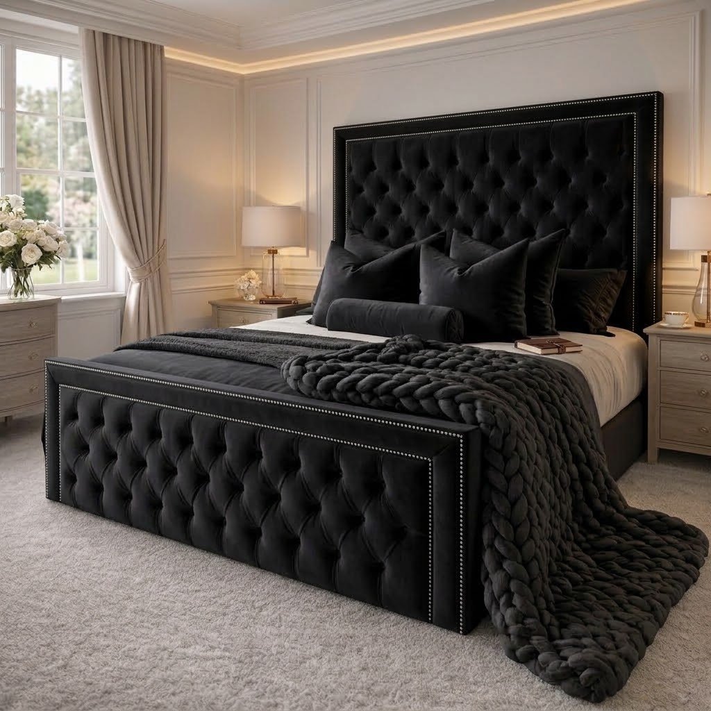 Bespoke Bordered Sleigh Bed Frame - Image 7