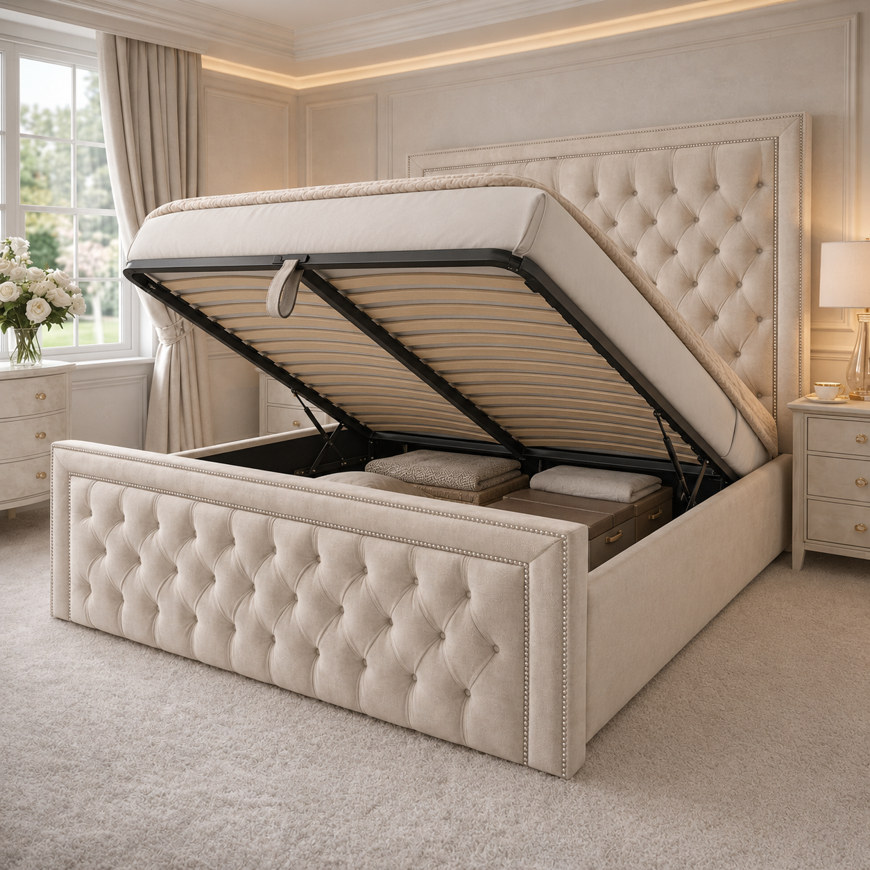 Bespoke Bordered Sleigh Bed Frame - Image 3