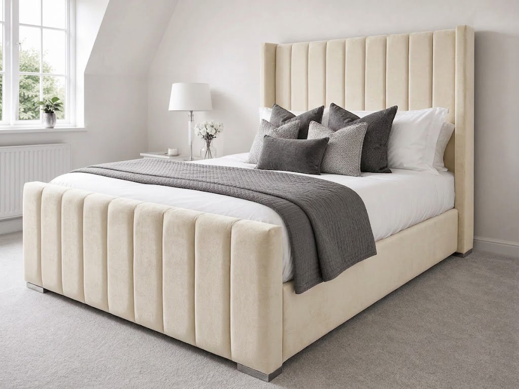 Modern Ottoman Bed Frame – Vertical Panel Headboard & Spacious Underbed Storage - Image 4