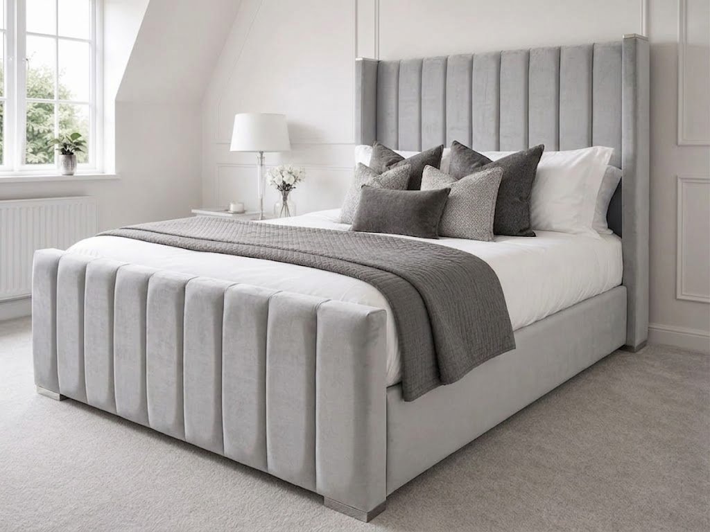 Modern Ottoman Bed Frame – Vertical Panel Headboard & Spacious Underbed Storage - Image 6