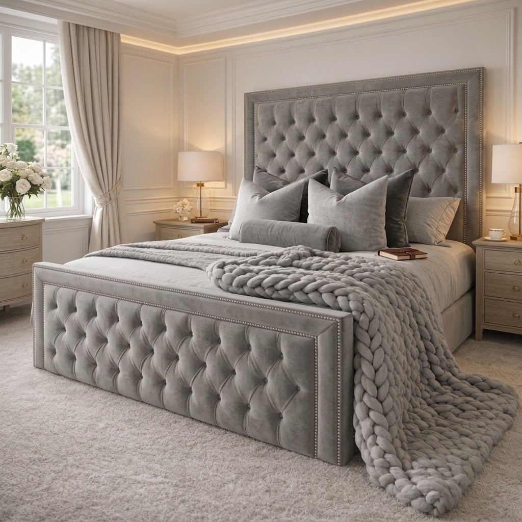 Bespoke Bordered Sleigh Bed Frame