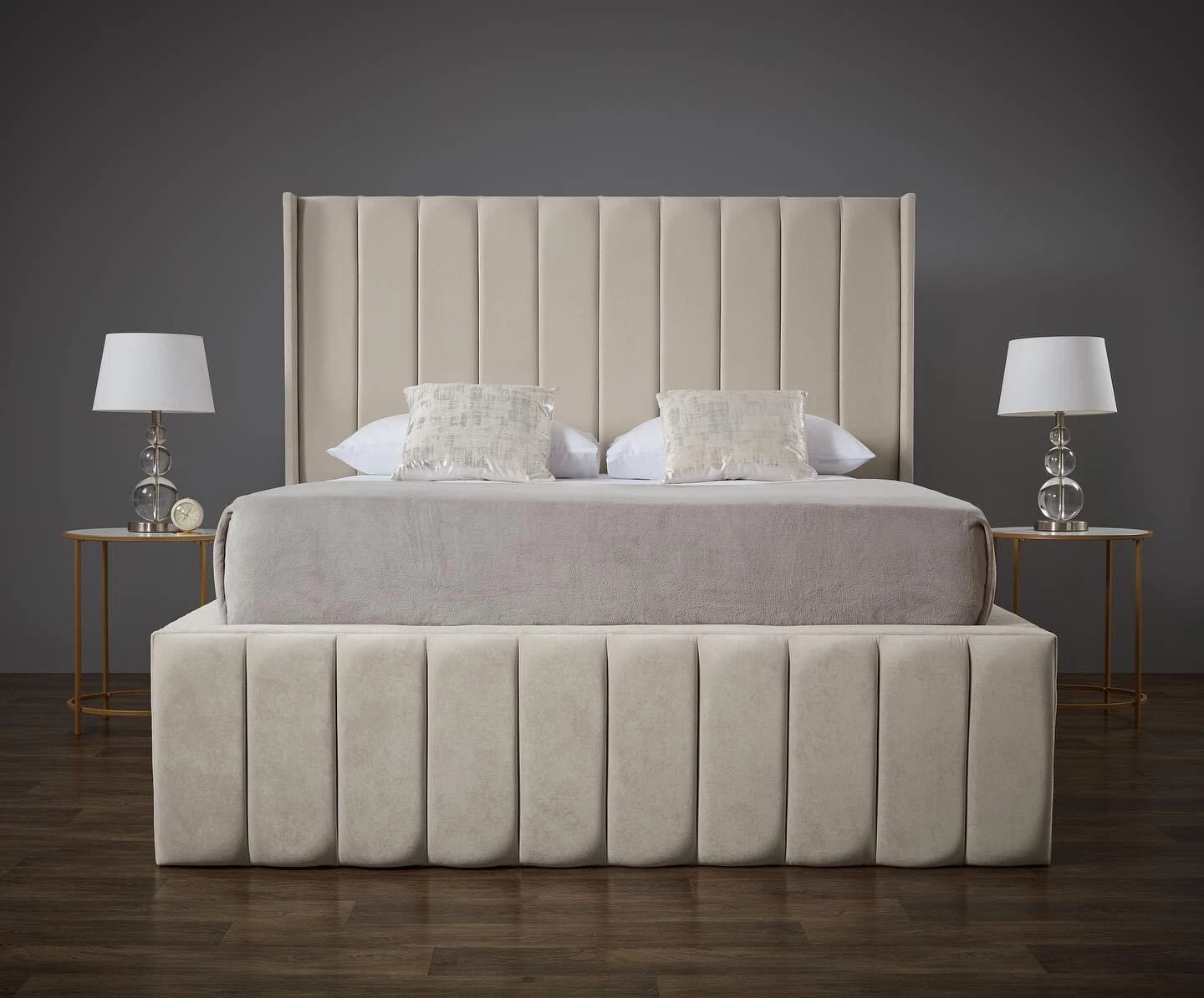 Monaca Wingback Curved Luxury Ottoman Bed