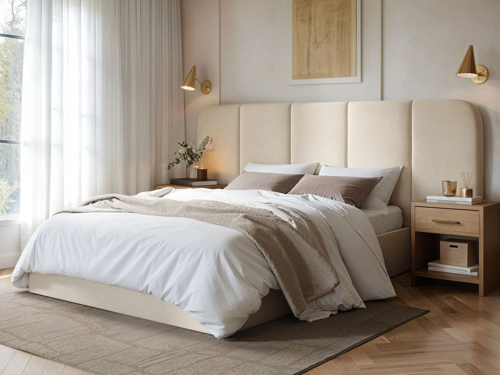 Bespoke Wide Headboard Upholstered Panel Bed Frame - UK - Image 6