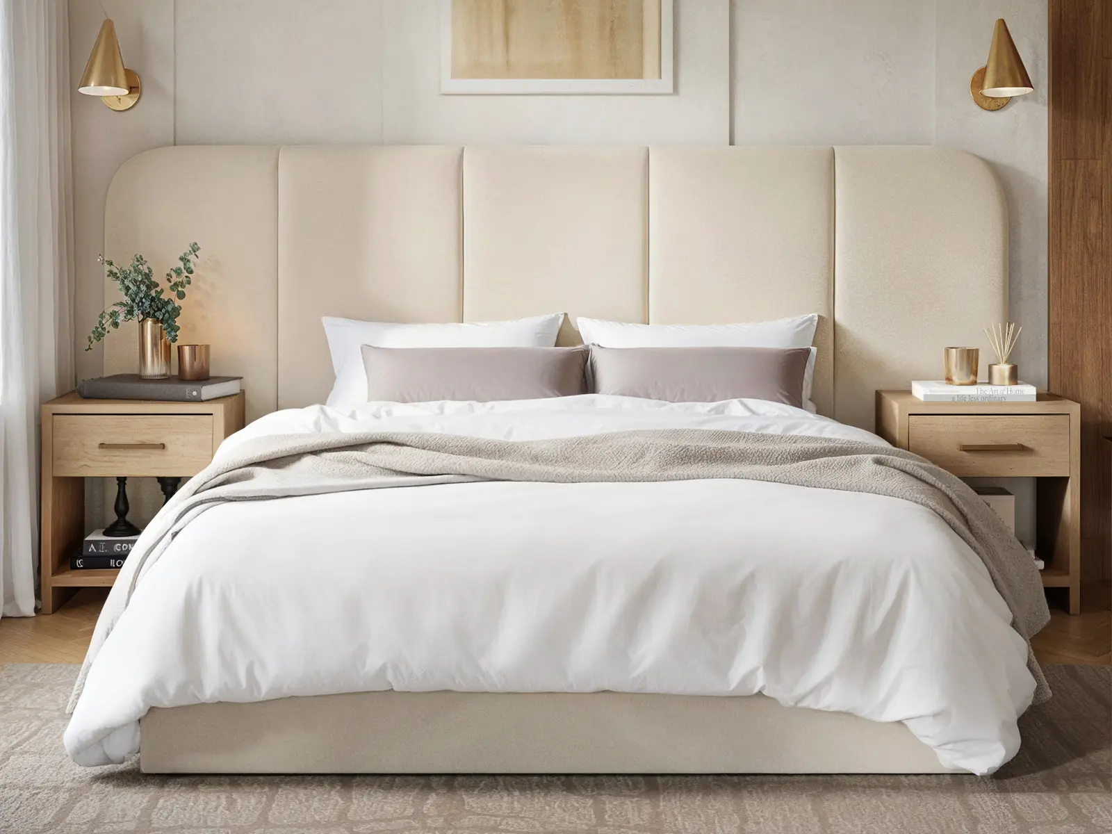 Bespoke Wide Headboard Upholstered Panel Bed Frame - UK