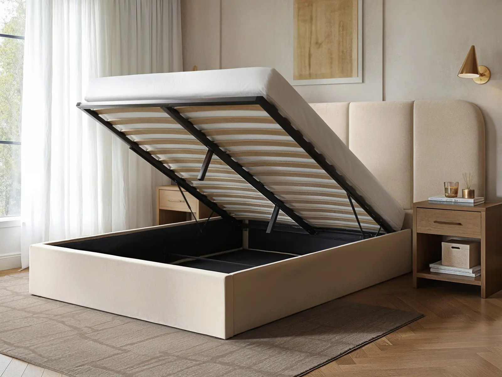 Bespoke Wide Headboard Upholstered Panel Bed Frame - UK