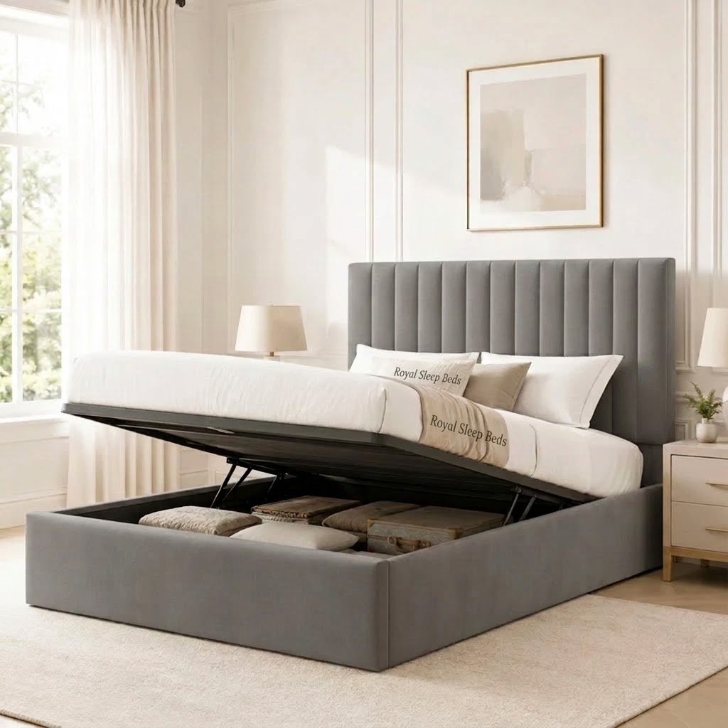 Vida Designs Vellaro Double Ottoman Linen Fabric Bed - Image 4