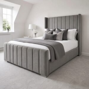 Modern Ottoman Bed Frame – Vertical Panel Headboard & Spacious Underbed Storage