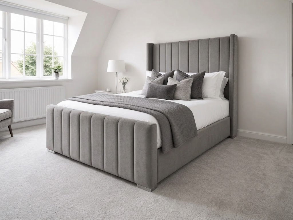 Modern Ottoman Bed Frame – Vertical Panel Headboard & Spacious Underbed Storage