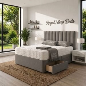 Plush Velvet Divan Bed 2 drawers with Sprung Memory Foam Mattress and headboard