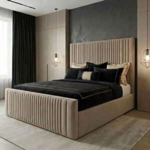 Vertical Penal Line Upholstered Bed