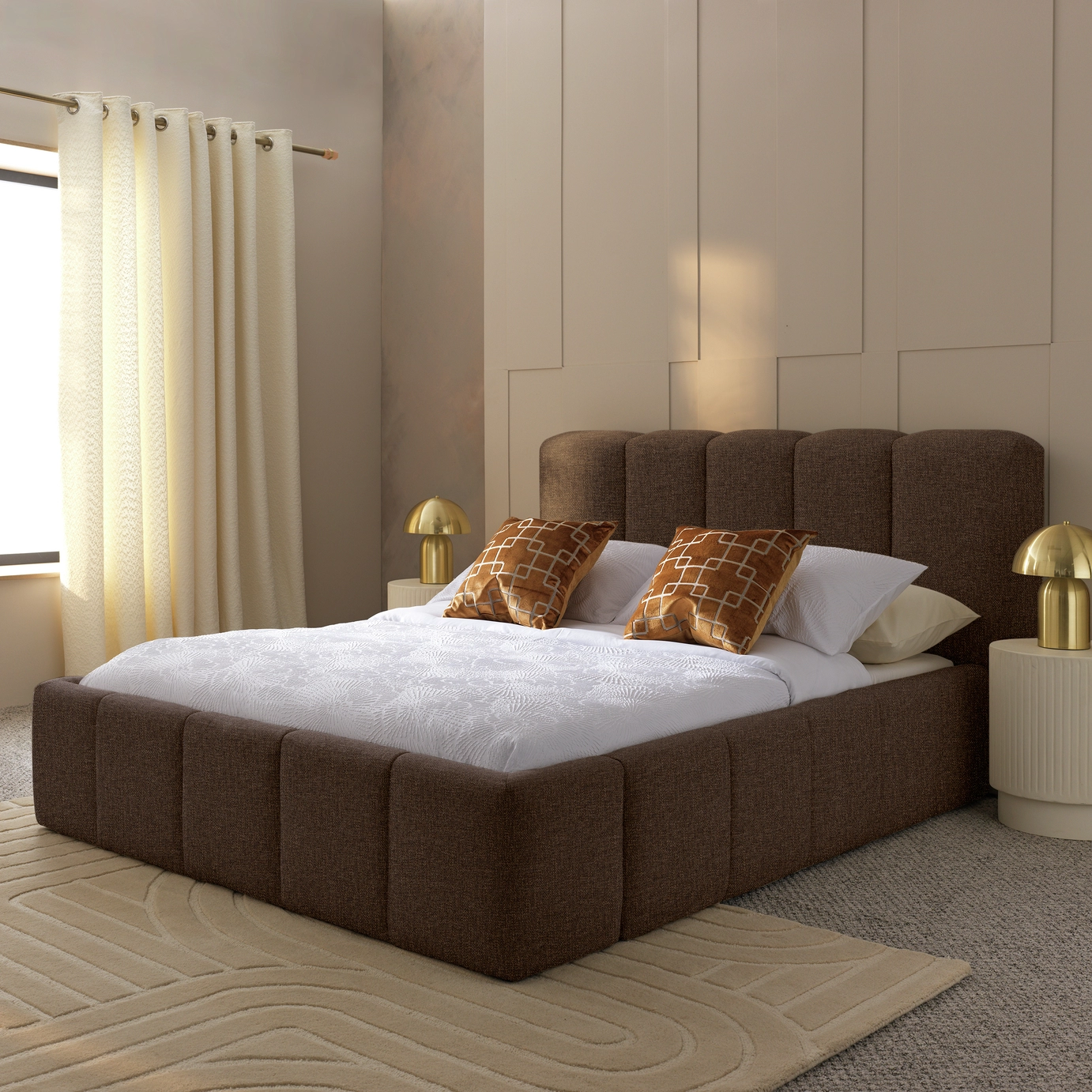 Chenille Fabric Cloud Penal Design Bed - Image 11