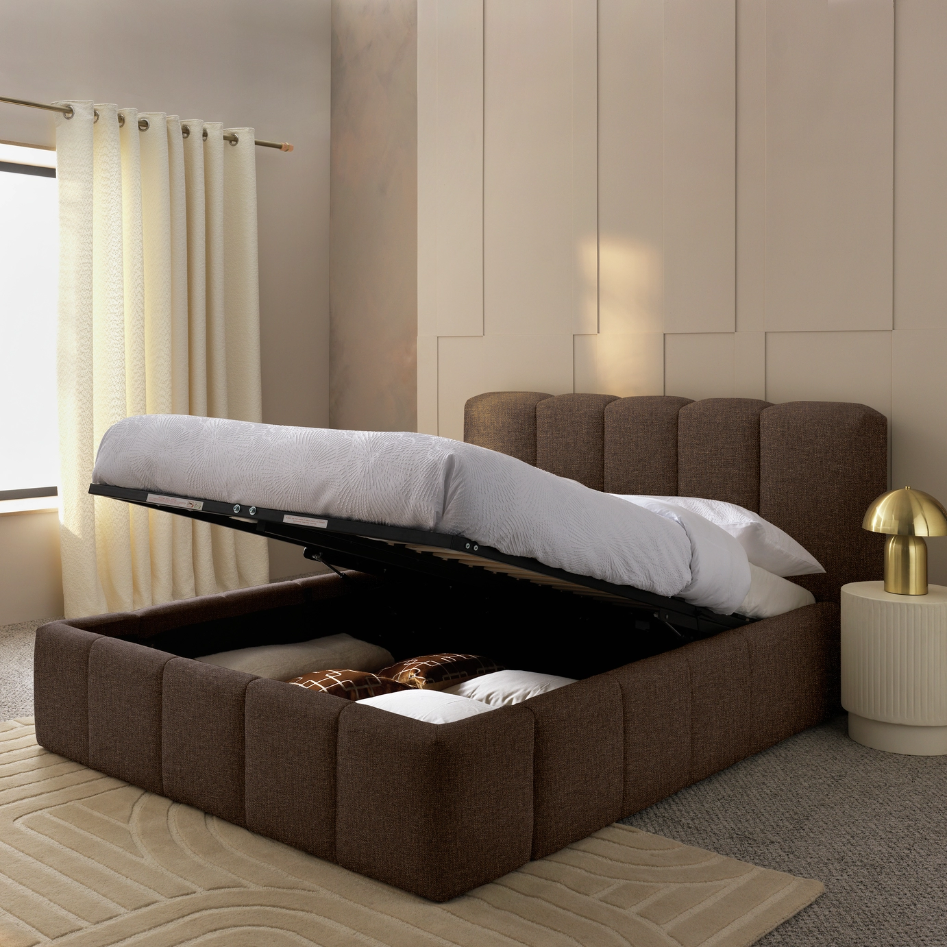 Chenille Fabric Cloud Penal Design Bed - Image 12