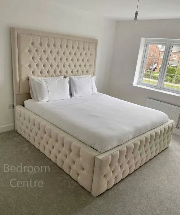 18'' Side Base Tufted Hilton Style Tall Headboard Upholstered Bed - Image 13