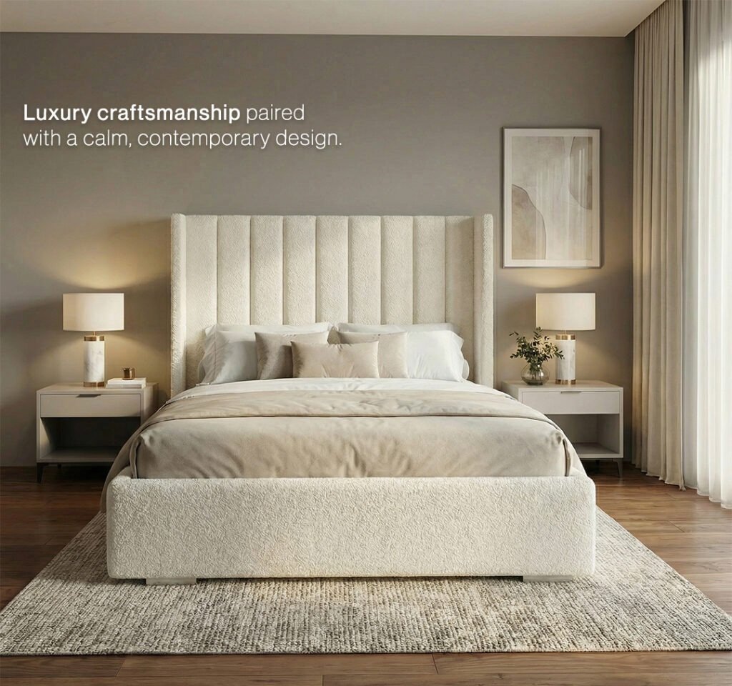 DUSK TEDDY BOUCLE WINGBACK BED - Image 3